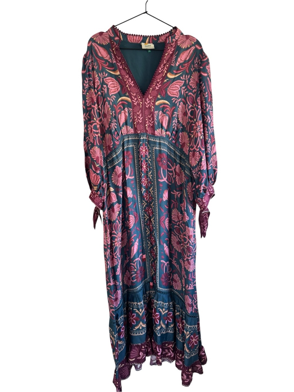 FARM Rio Teal and Rose-Pink Printed V-Neck Maxi Dress - Picture 2 of 9